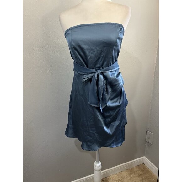 Cider Mini Satin Dress Front Tie Women Large - Picture 2 of 11